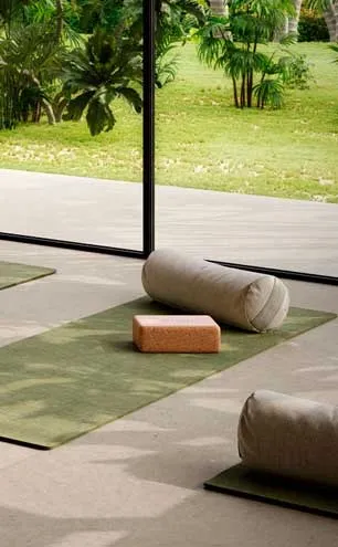 Porcelain Flooring Technical guide cover with caesarstone non-grip flooring surface and yoga mattress