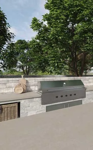 Caesarstone Porcelain Technical Guide cover with outdoor porcelain kitchen with island and grill